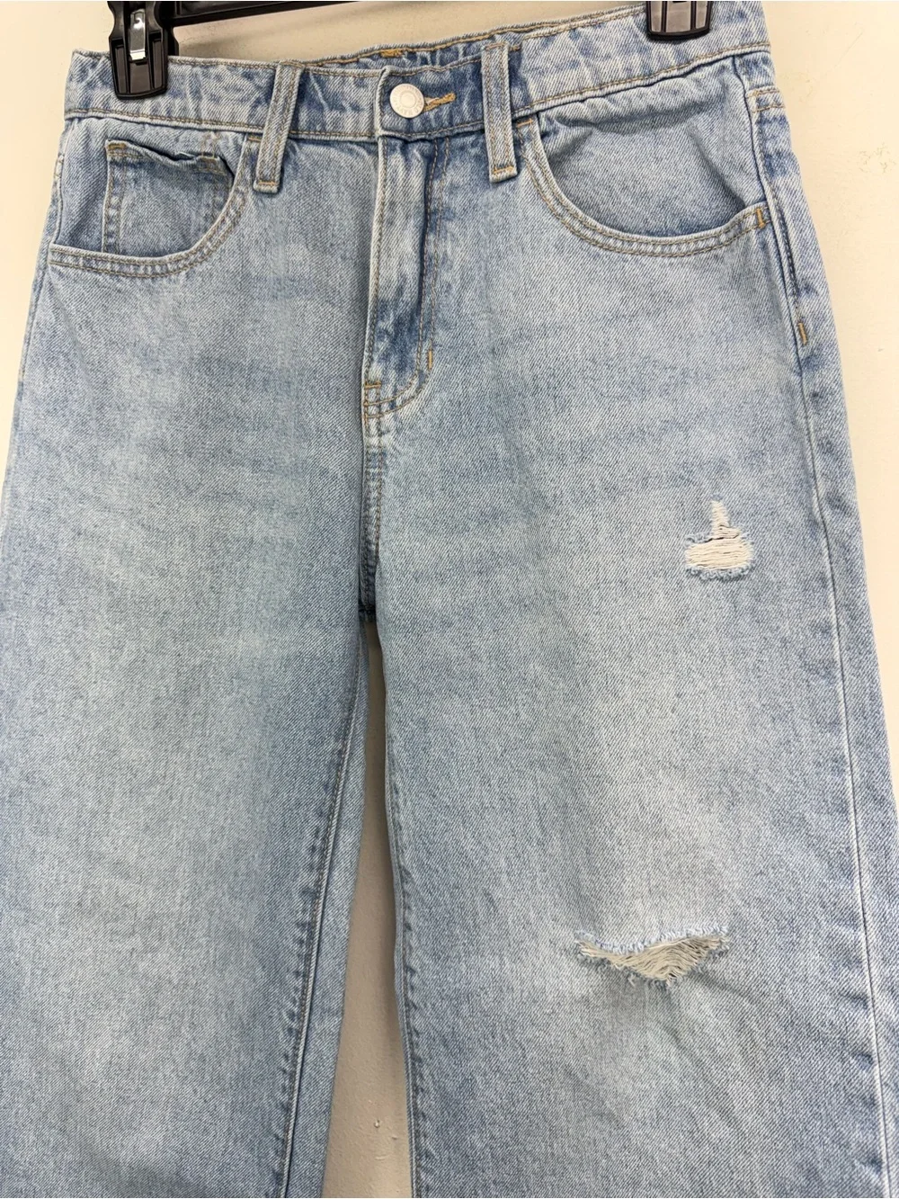 Old Navy size 14 Girls Blue Distressed Denim High Rise Baggy Wide Leg Jeans